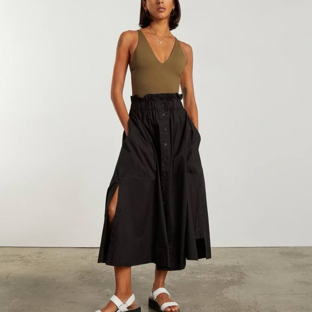 Everlane High Waisted Black Cotton Skirt Medium